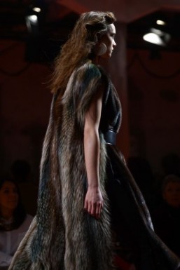 A long sleeveless coat by Marni - Fall-Winter 2015-2016 ready-to-wear collection ©FILIPPO MONTEFORTE / AFP