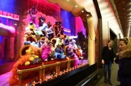 A 'monster show' is presented in a Christmas animated shop window of the Galeries Lafayette department store. ©AFP PHOTO / BERTRAND GUAY