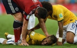 Brazilian footballer Neymar is out of the World Cup after suffering a fractured vertebra during the quarter final against Colombia. ©AFP PHOTO / EITAN ABRAMOVICH