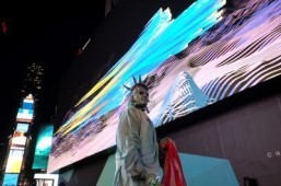 New York’s Times Square lit up by huge digital billboard