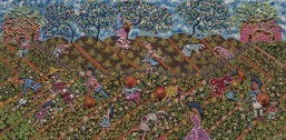 "Plantacao" (Plantation), Maria Auxiliadora da Silva, 1971, part of the "Samba Spirit" exhibition Oil and mixed media on canvas ©The John Axelrod Collection—Frank B. Bemis Fund and Charles H. Bayley Fund * Photograph © Museum of Fine Arts, Boston