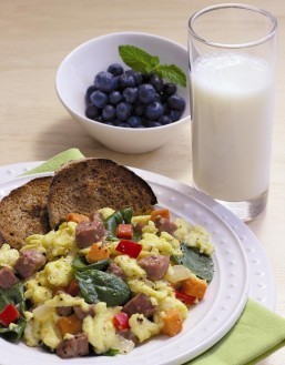 Fat Free Nutrient-Rich Milk Does a Breakfast Plate Good