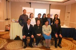 (L-R) seated Trade Representative Dinsay, CITEM Executive Director Mediran, Consul General De La Vega and Consul John Reyes with members of the Food Mission at the Crowne Plaza Hotel.