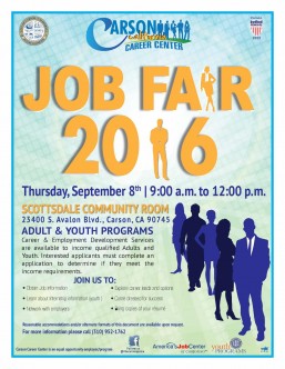 City of Carson to kick-off adult and youth job fair Sept. 8