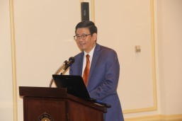 Embassy's Chargé d’Affairés, Minister Patrick A. Chuasoto delivers his opening remarks at the FYLPRO DC Info session held at the Romulo Hall of the Philippine Embassy on 26 July 2016.