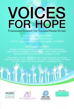 VOICES FOR HOPE Fundraising Concert for Yolanda/Haiyan Victims to be held on Nov 17 Sunday
