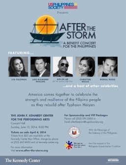 Lea Salonga, Lou Diamond Phillips, Apl.de.Ap, Christine Rocas, Rodell Rosel lead celebrities in Haiyan concert