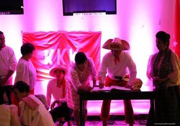 A re-enactment of the secret meeting on the Signing of the Kataastaasang Kagalanggalangang Katipunan ng mga Anak ng Bayan (Highest & Most Honored Association of the Children of the Nation) or KKK founded by Andres Bonifacio on 07 July 1892 in Manila.
