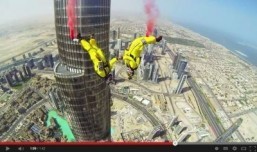 Daredevils BASE jump off world’s tallest building in record-breaking stunt