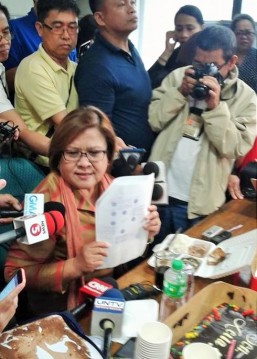 “As I have often said, I will not dignify any further this so-called drug matrix which, any ordinary lawyer knows too well, properly belongs to the garbage can,” Sen. Leila De Lima, who is linked by President Rodrigo Duterte himself to illegal drugs trade, tells reporters.