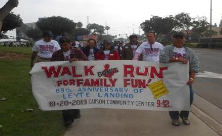 Consul General De La Vega with Carson City Mayor Jim Dear and Dr. Jenny Batongmalaque of the Filipino Veterans Foundation with World War II Veterans at the 5K Walk at the City of Carson, CA to commemorate the 69th Anniversary of the Leyte Landing
