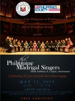 The Philippine Madrigal Singers on May 11, 2013, 6:00 PM in Washington, DC