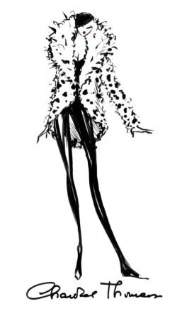 Chantal Thomass presented a sketch inspired by "101 Dalmatians" for Disney's art exhibit and auction benefitting the non-profit La Source. ©Chantal Thomass