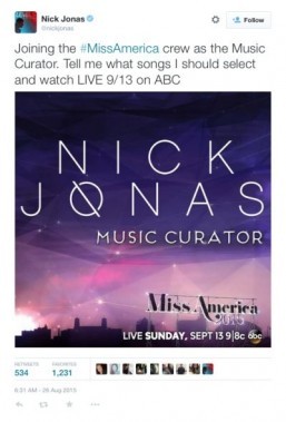 Nick Jonas named as Miss America Music Curator
