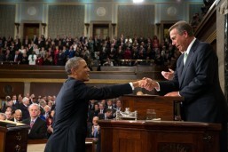 President Barack Obama shakes hands with House Speaker John Boehner before he delivers the State of the Union address in the House Chamber at the U.S. Capitol in Washington, D.C., Jan. 28, 2014. (Official White House Photo by Pete Souza)