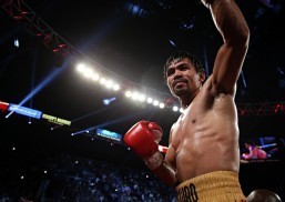 WBC 2015 Asia Pacific Promoter of the Year Brico Santig of Highlands Promotion said Manny Pacquiao (above photo) has just showed that he can still catch up with his opponents and also has that knockout power. “However, he might have no more time to fight if he gets elected as Senator. He will be very busy already.” Photo: Mikey Williams / Top Rank