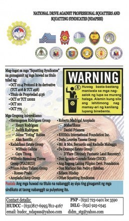 Warning from the Philippine Government regarding Fake Land Titles